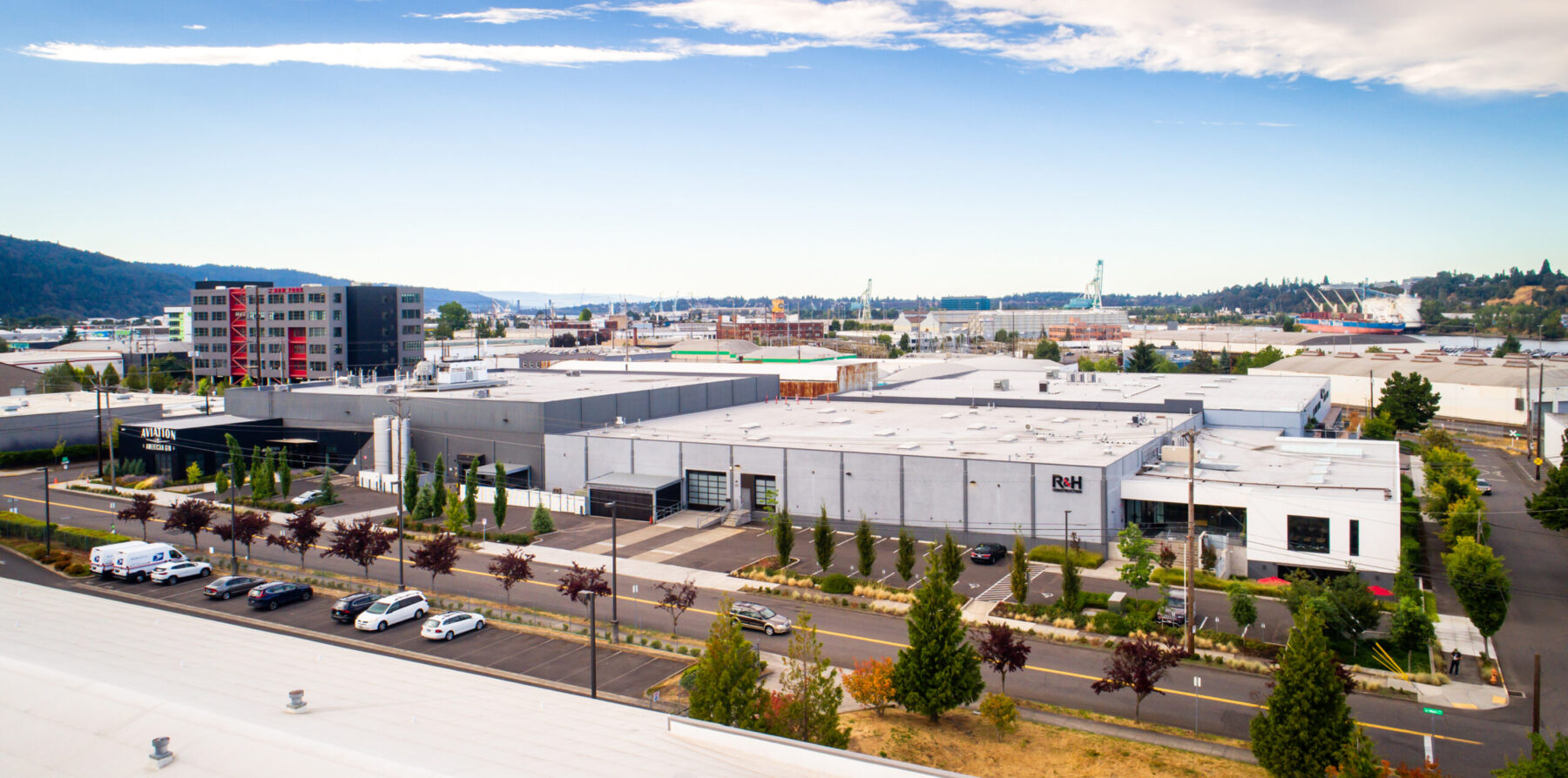 Drone view of industrial Hopper building