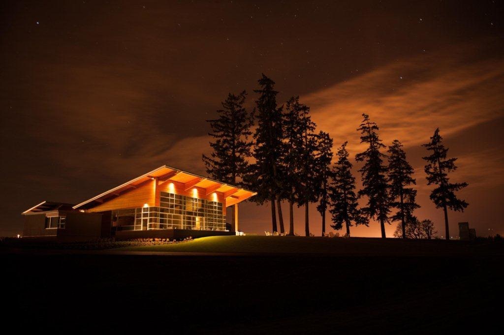 Stoller Tasting Room view at sunset