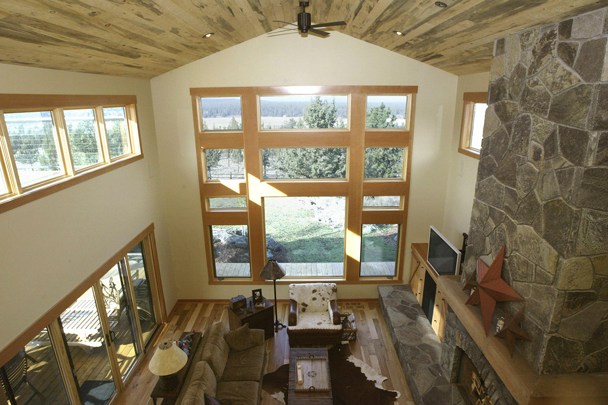 custom home in Bend, Oregon with wood ceilings and spectacular views