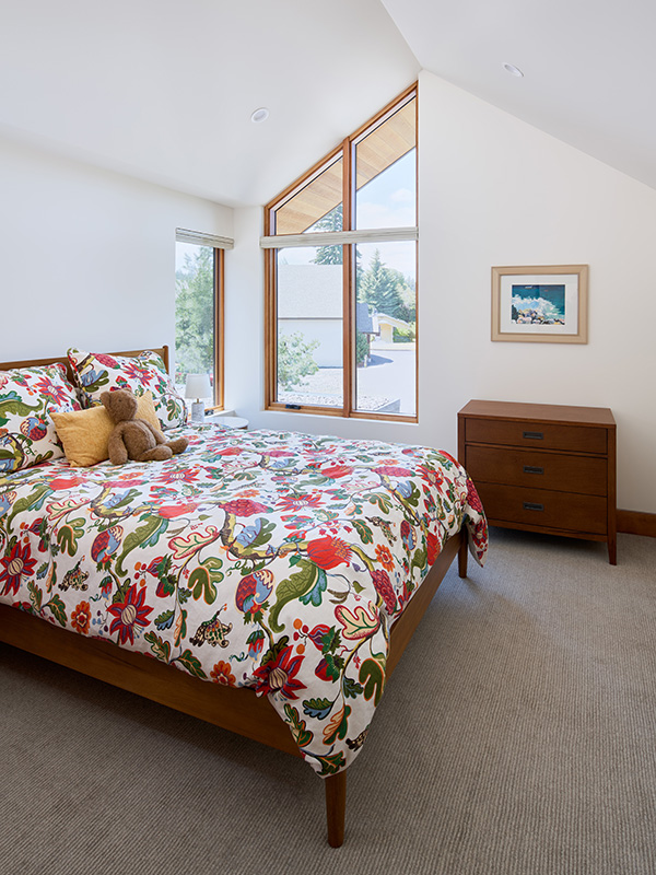 custom residential home in bend with Scandinavian guest room