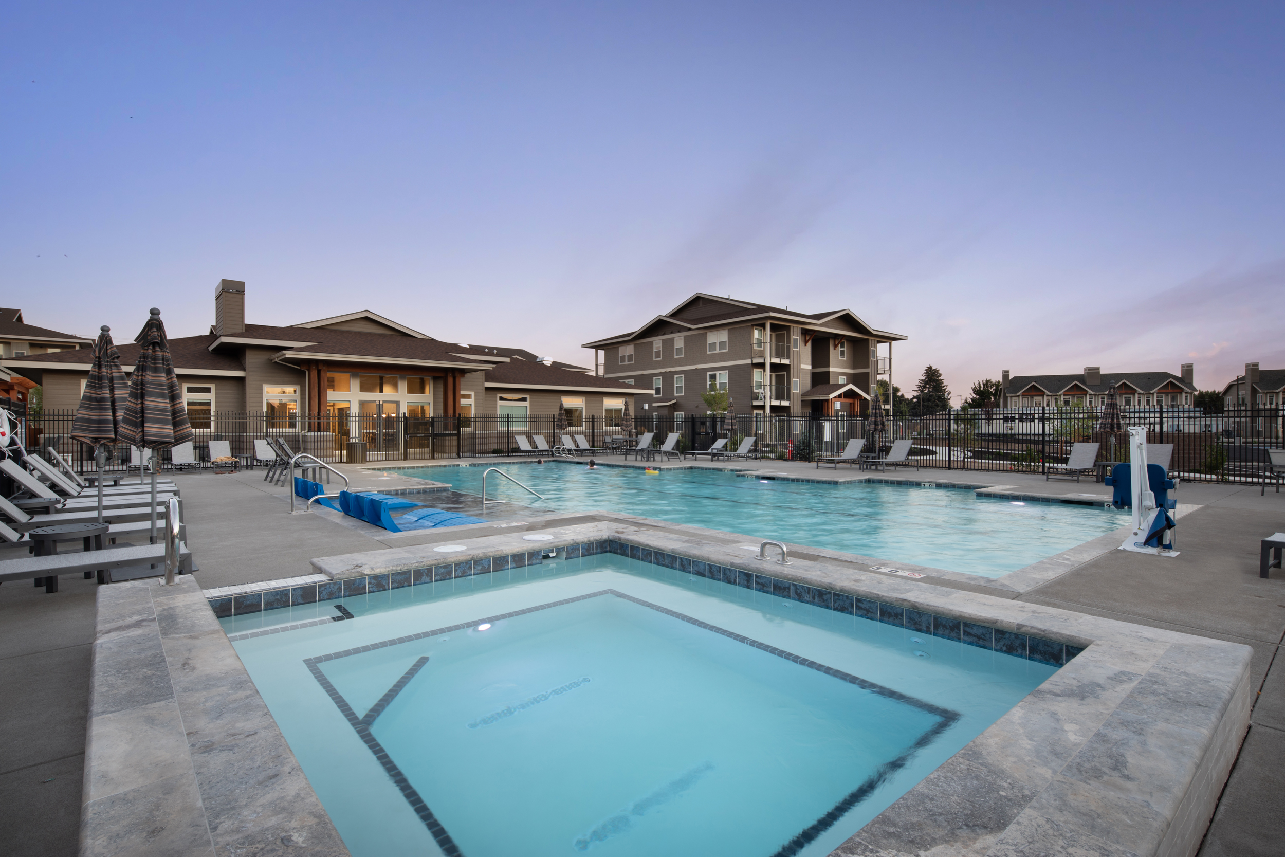 Outdoor hot tub and swimming pool